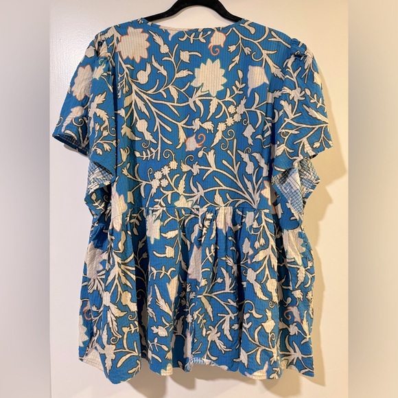 Knox Rose loose peplum top with flowers and stripes size 3x - Picture 6 of 6